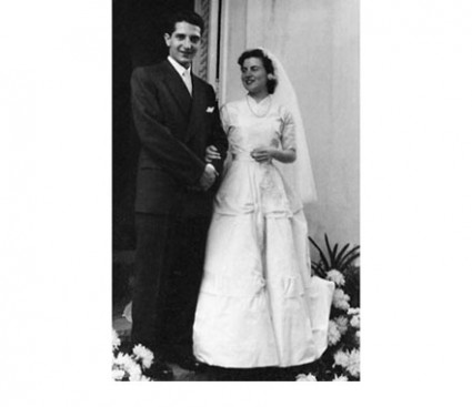 O casamento com Marietta Sampaio, em 12 de janeiro de 1955.