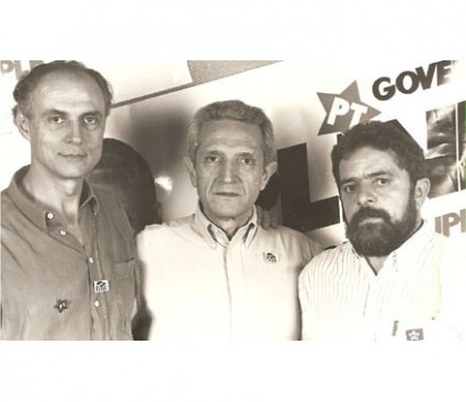 Suplicy, Plínio e Lula, campanha de 1990.